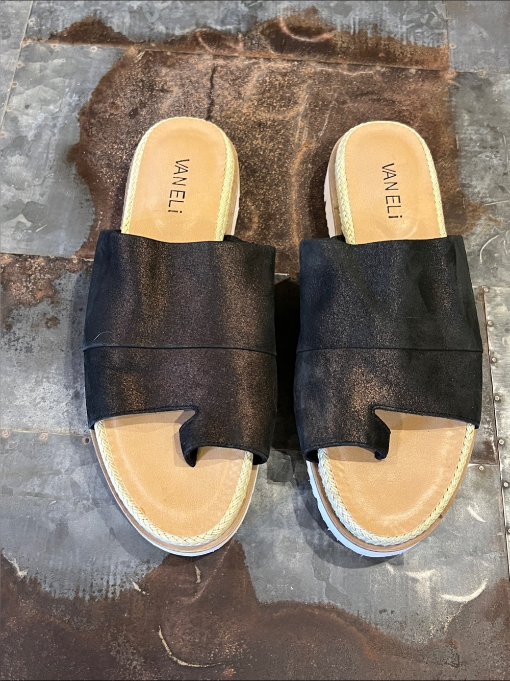 Vaneli Black Suede Slide Mules